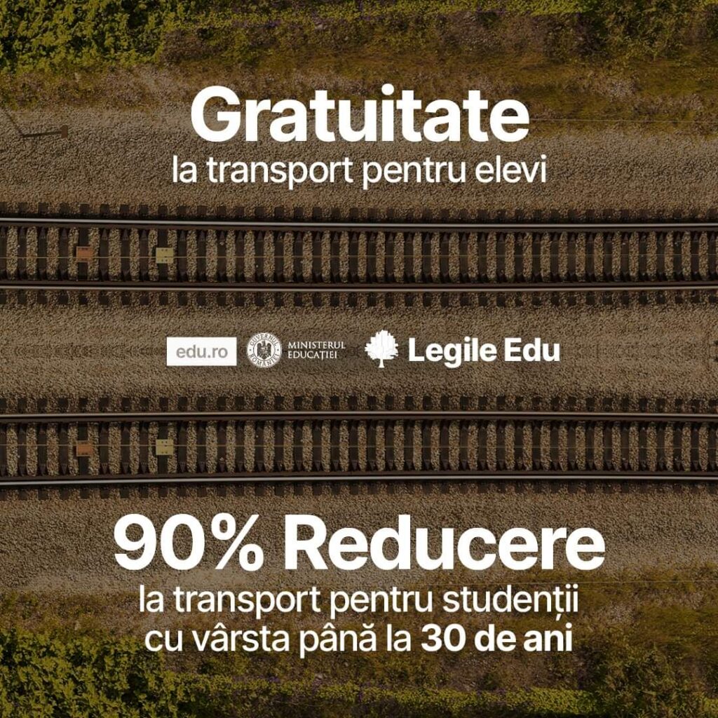 Elevii vor beneficia de gratuitate, iar studenții și doctoranzii, inclusiv cei de la Academia Română, de 90% reducere, la transport, față de 50%, cât se acorda anterior!