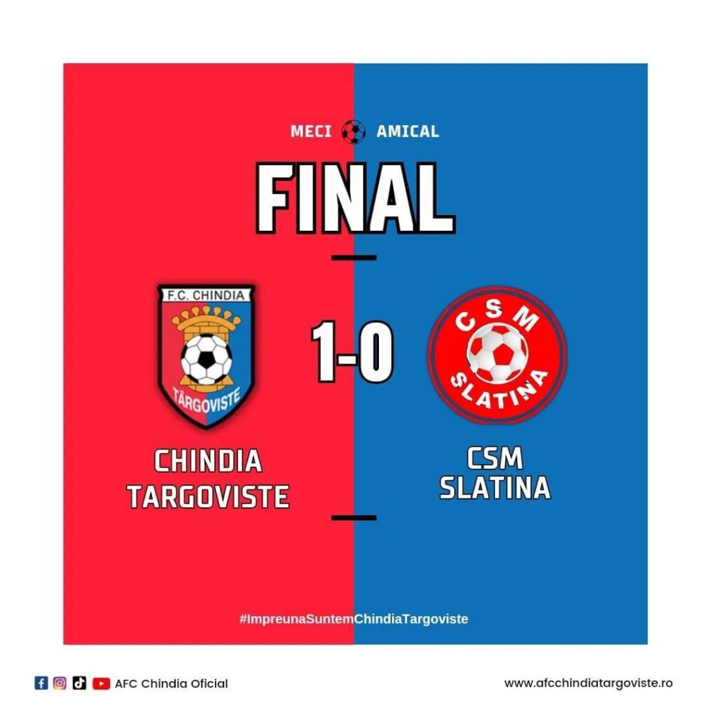 Meciul amical Chindia Târgoviște - CSM Slatina s-a disputat, astăzi, 17 februarie, ora 11.00, pe stadion "Eugen Popescu" din Târgoviște.